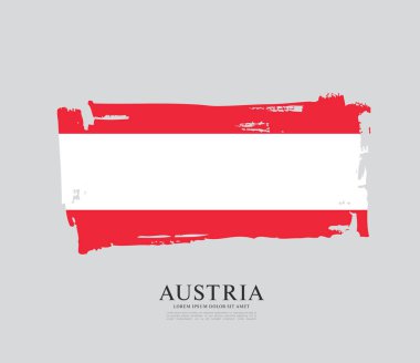 Basit grunge tarzı gri arka plan üzerinde kırmızı ve beyaz Avusturya bayrağı