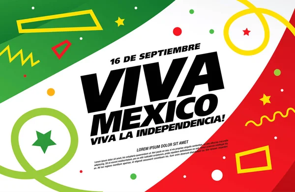 Poster Penuh Warna Tentang Hari Kemerdekaan Meksiko - Stok Vektor