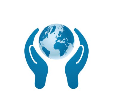 Beyaz arka plan üzerinde Dünya'ya emanet kavramı izole elinde dünya küre 