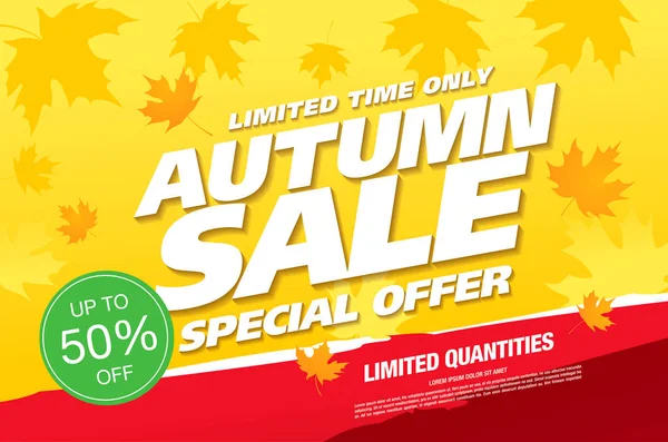 Autumn Shopping Sale Colorful Poster Leaves Background — Stock Vector