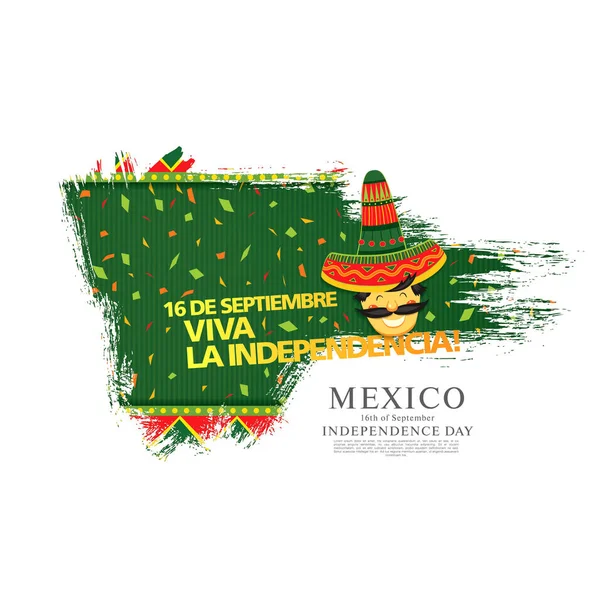 Colorida Ilustración Vectorial Para Día Independencia México Con Hombre Sombrero — Vector de stock