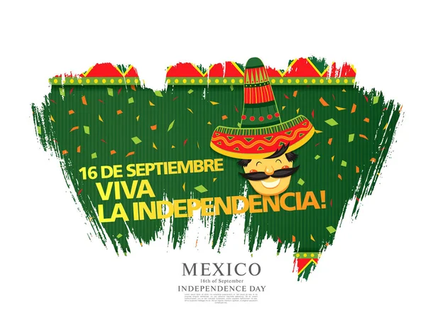 Ilustrasi Vektor Berwarna Untuk Hari Kemerdekaan Meksiko Dengan Pria Sombrero - Stok Vektor