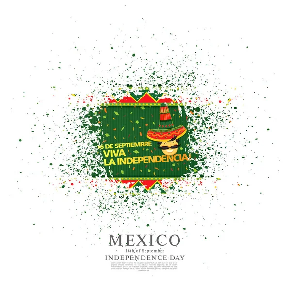 Ilustração Vetorial Colorida Para Dia Independência México Com Homem Sombrero — Vetor de Stock