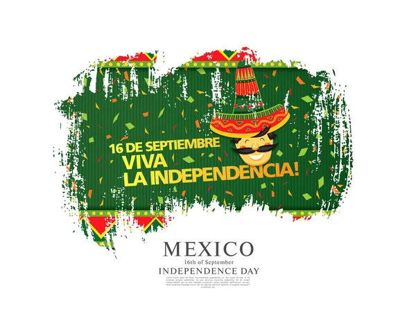 Ilustração Vetorial Colorida Para Dia Independência México Com Homem Sombrero —  Vetores de Stock