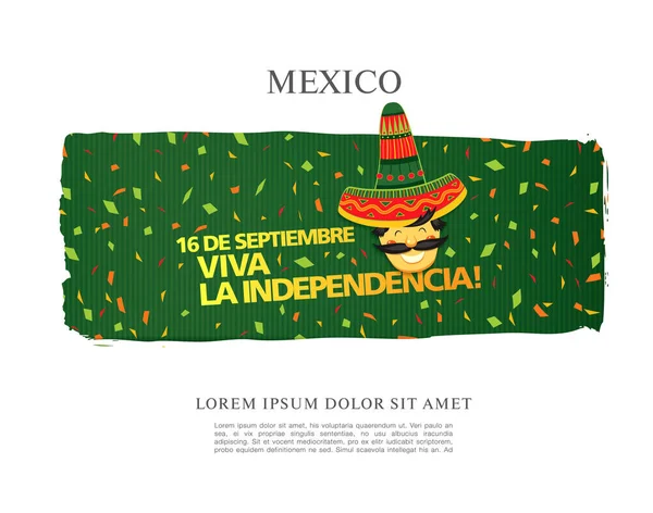 Colorida Ilustración Vectorial Para Día Independencia México Con Hombre Sombrero — Vector de stock