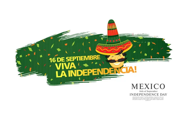 Illustrazione Vettoriale Colorata Giorno Dell Indipendenza Del Messico Con Uomo — Vettoriale Stock
