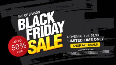 Kara Cuma indirimli bayrak tasarımı, vektör illüstrasyonu