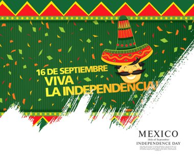 Meksika vektör banner düzen tasarımı. Meksika çeviri yazıt: 16 th Eylül. Mutlu bağımsızlık günü!