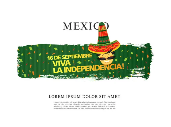 Diseño Diseño Banner Vectorial Mexicano Traducción Mexicana Inscripción Septiembre Feliz — Vector de stock