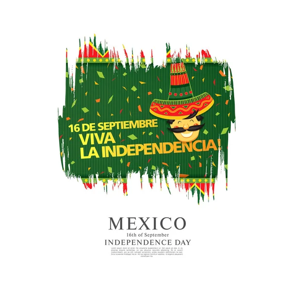 Diseño Diseño Banner Vectorial Mexicano Traducción Mexicana Inscripción Septiembre Feliz — Vector de stock