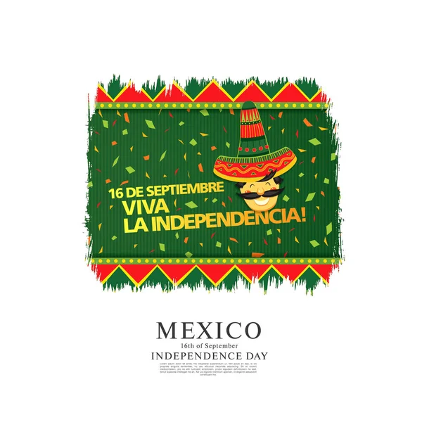 Diseño Diseño Banner Vectorial Mexicano Traducción Mexicana Inscripción Septiembre Feliz — Archivo Imágenes Vectoriales