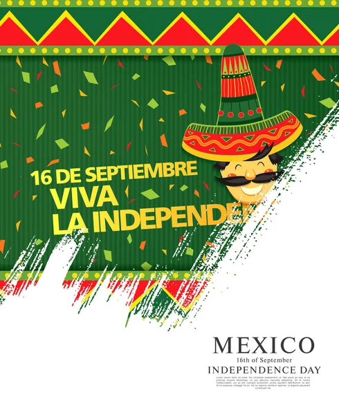 Projekt Układu Transparent Wektor Meksykański Meksykański Tłumaczenia Napis Września Szczęśliwy — Wektor stockowy