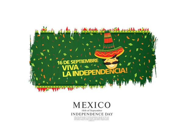 Diseño Diseño Banner Vectorial Mexicano Traducción Mexicana Inscripción Septiembre Feliz — Vector de stock