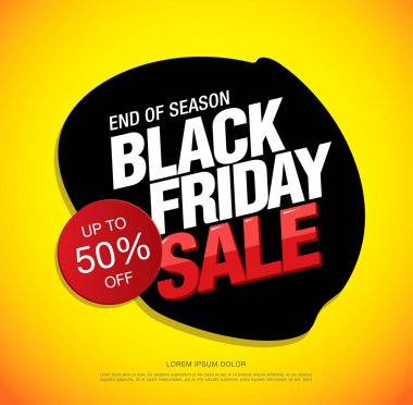 siyah Cuma satış banner düzen tasarımı sarı zemin üzerine