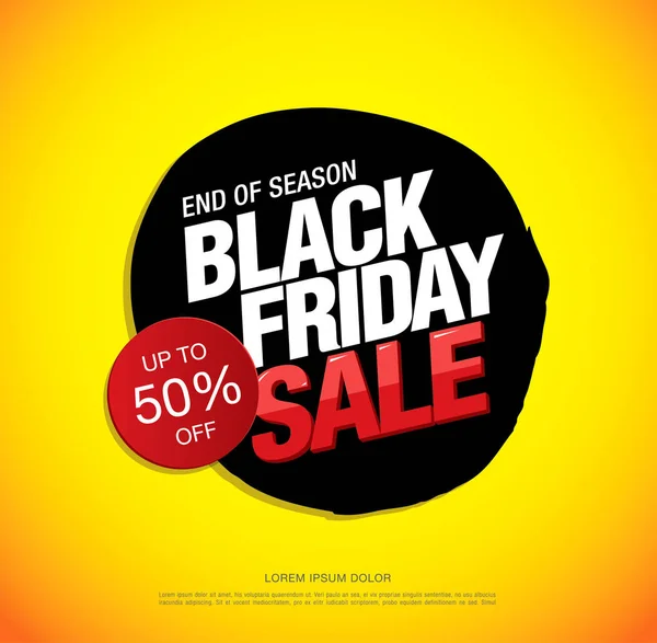 Black Friday Sale Banner Layout Design Yellow Background — Stock Vector