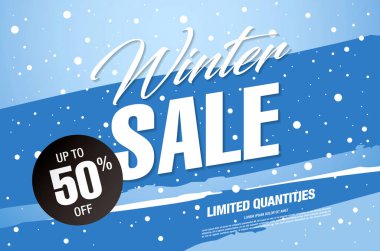 Kış satışı büyük başlığı. Renkli vektör çizim