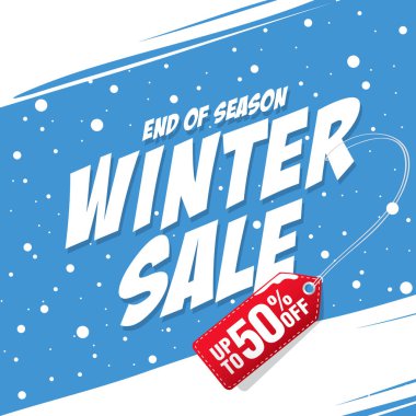 Kış satış banner şablon tasarımı, vektör çizim