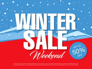 Kış satış banner şablon tasarımı, vektör çizim