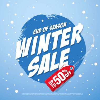 Kış satış banner şablon tasarımı, vektör çizim