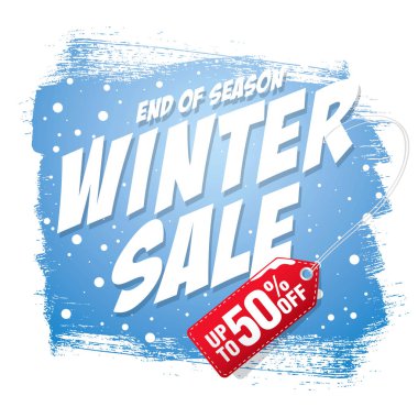 Kış satış banner şablon tasarımı, vektör çizim