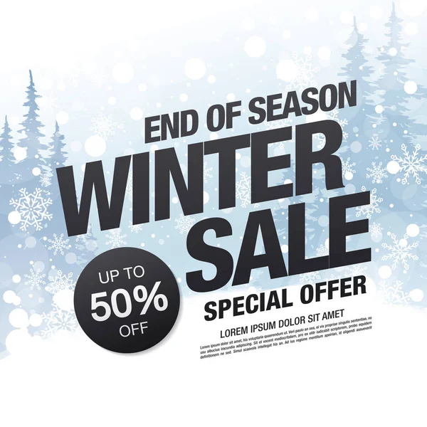 Vinter Försäljning Banner Mall Design Vektorillustration — Stock vektor