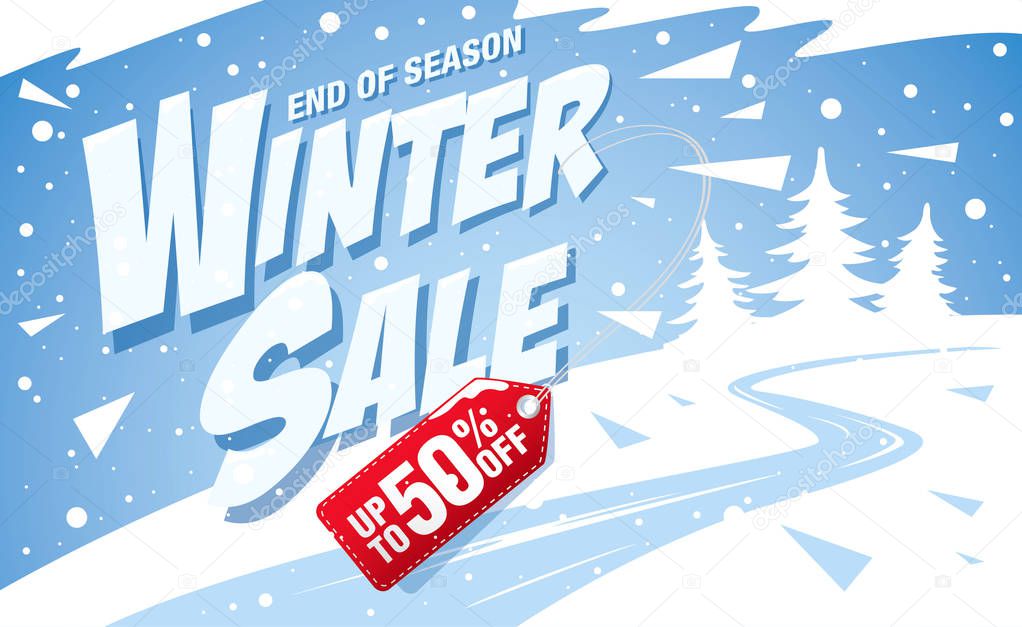 winter sale banner template design vector illustration