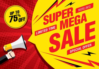 Süper mega satış banner düzen tasarımı