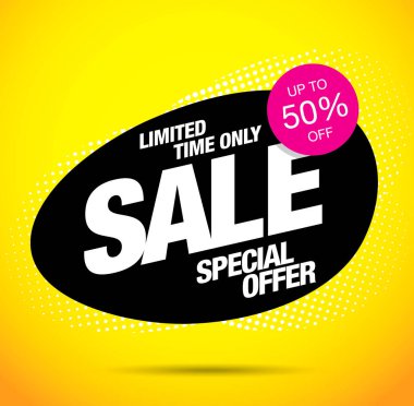 % 50 satış banner düzen tasarımı