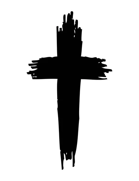 Чорний Безладний Стиль Пензля Хрест Ізольований Білому Тлі — стоковий вектор
