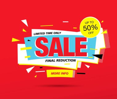 Renkli Satış Posteri, Vektör İllüstrasyonu