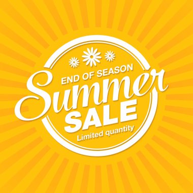 Yaz Satışı Posteri, Vektör İllüstrasyonu