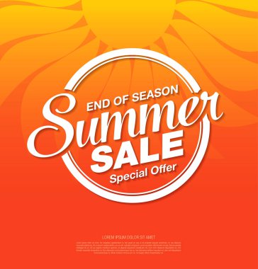 Yaz Satışı Posteri, Vektör İllüstrasyonu