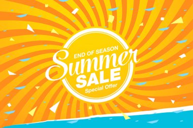 Yaz Satışı Posteri, Vektör İllüstrasyonu