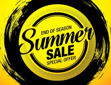 Yaz Satışı Posteri, Vektör İllüstrasyonu