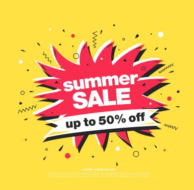 Yaz satış banner düzen tasarımı, vektör çizim 