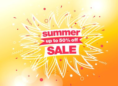 Yaz satış banner düzen tasarımı, vektör çizim 