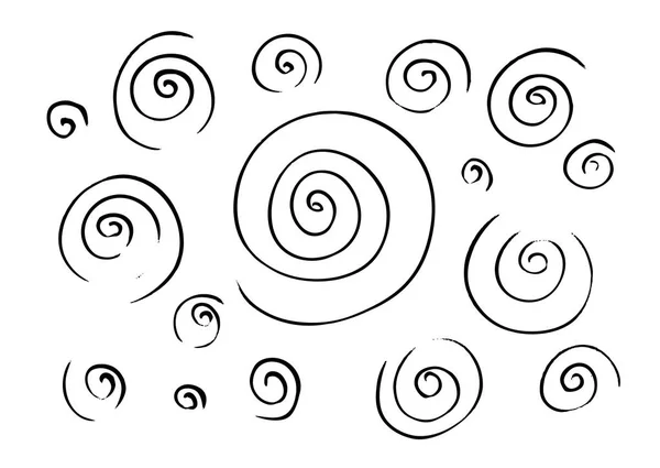 Black Spirals Isolated White Background — Stock Vector