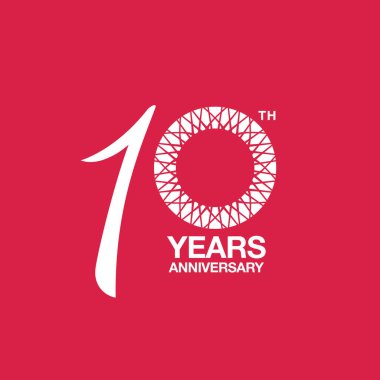 10 yıl yıldönümü illüstrasyon kırmızı zemin üzerine