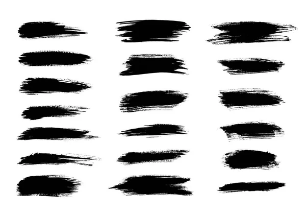 Ensemble Coups Pinceau Noir Sur Fond Blanc — Image vectorielle