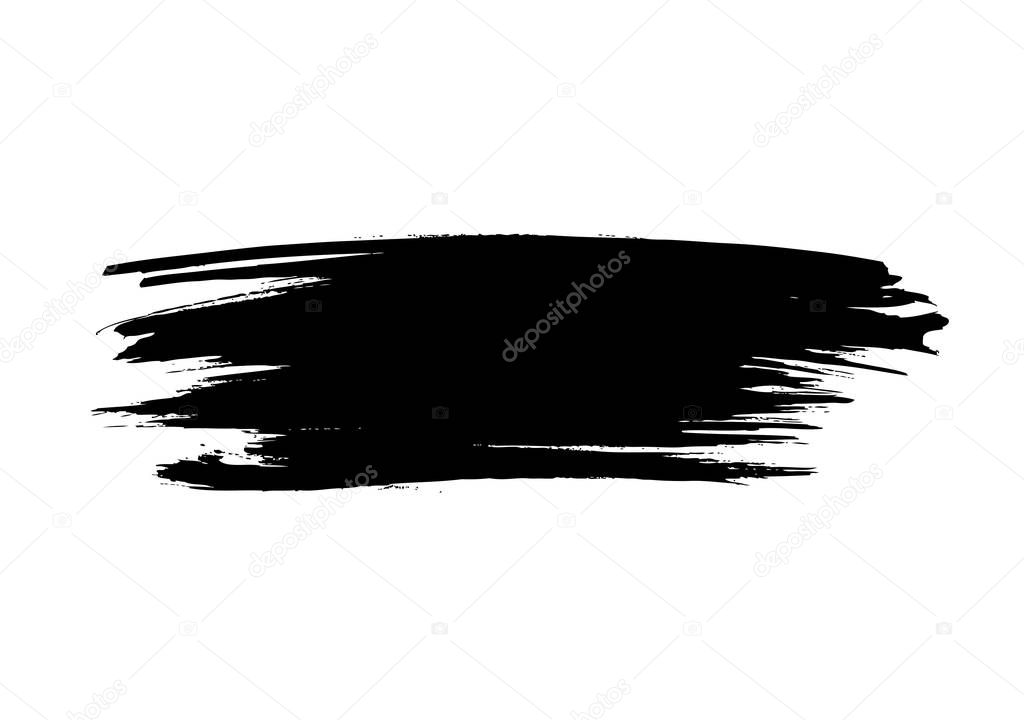 black brush stroke on white background