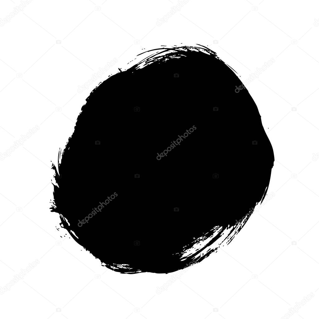 round black brush stroke on white background
