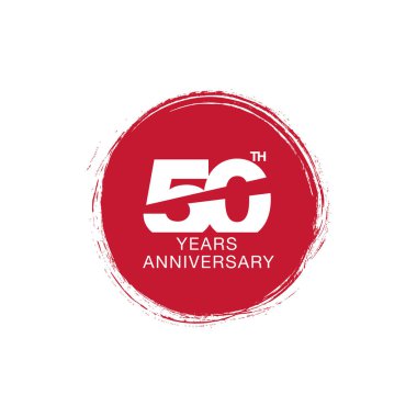 grafik vektör illüstrasyon, kırmızı daire ile metin: 50 yıl yıldönümü