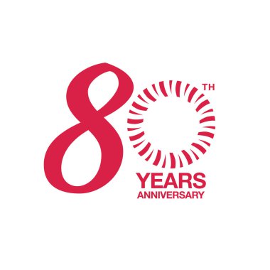 80'li yılların kırmızı vektör çizim üzerinde beyaz izole yıldönümü