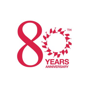 80'li yılların kırmızı vektör çizim üzerinde beyaz izole yıldönümü