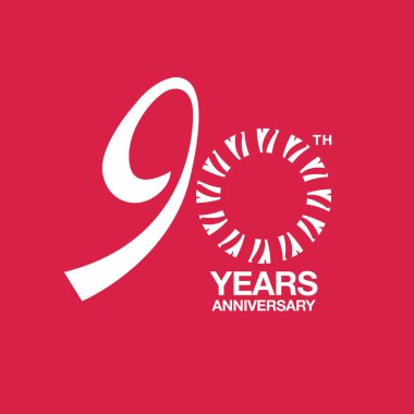 vektör 90s illüstrasyon izole kırmızı zemin üzerine yıldönümü