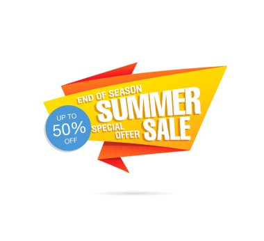 Yaz satış banner düzen tasarımı, vektör çizim 