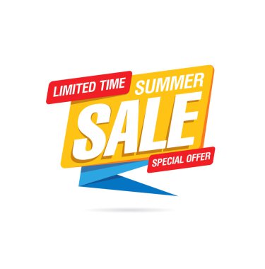 Yaz satış banner düzen tasarımı, vektör çizim 
