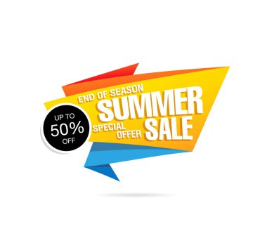 Yaz satış banner düzen tasarımı, vektör çizim 