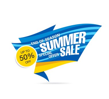 Yaz satış banner düzen tasarımı, vektör çizim 