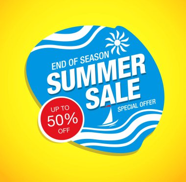 Yaz satış banner düzen tasarımı, vektör çizim 